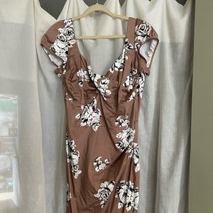Stop Staring Caramel Floral Wiggle dress, size 18